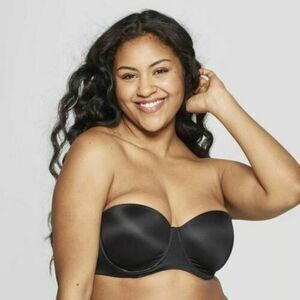 Women's bra Lightly Lined Strapless satin black Bra - Auden 34C